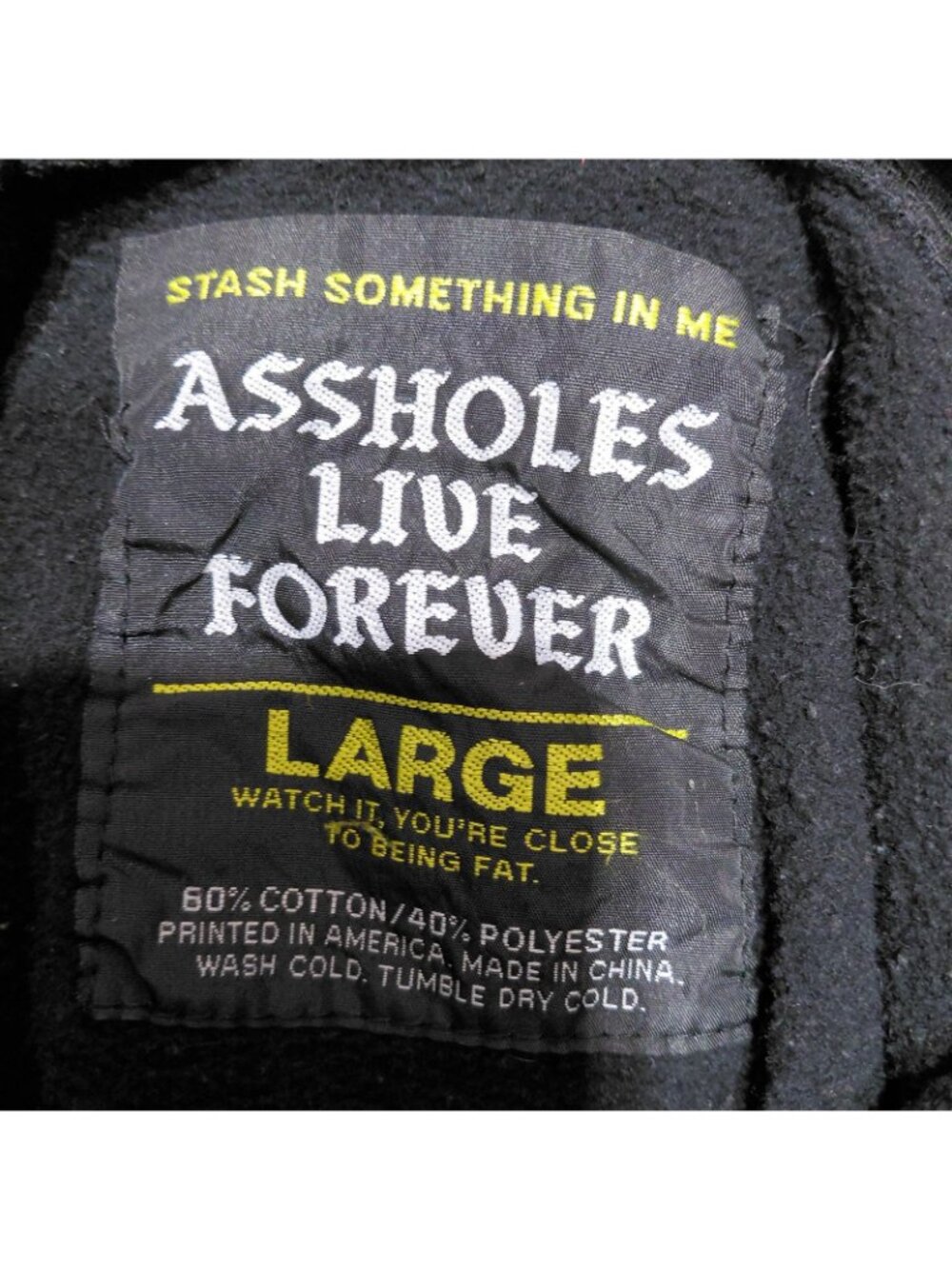 A$$holes Live Forever Hoodie Sweatshirt Mens Large Black Not Not Hungover Funny - Picture 9 of 9